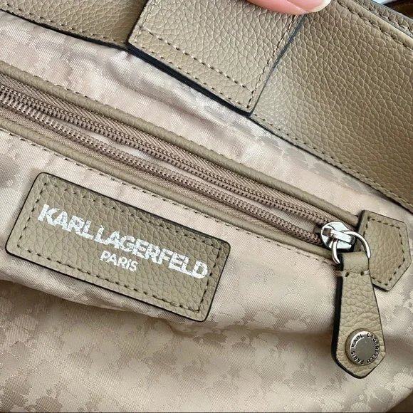 Karl Lagerfeld Dorine Leather Tote Bag Taupe/ Tan - Picture 9 of 12